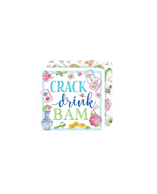 Crack Drink Bam Mahjong Icons Square Coasters