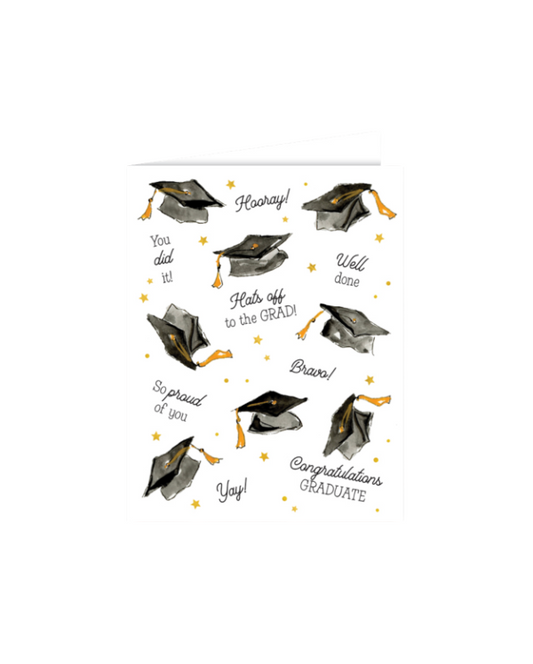 Flying Graduation Caps Hooray! You Did It! Greeting Card