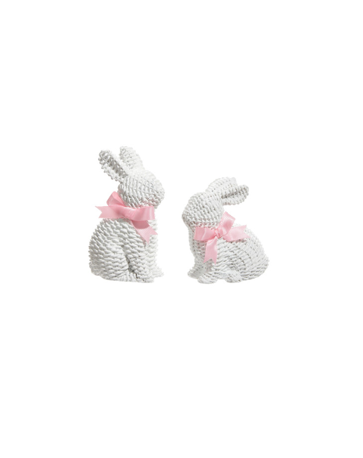 White Woven Bunny with Bow