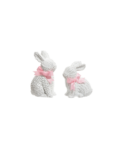 White Woven Bunny with Bow
