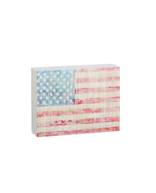 Faded American Flag Wood Block