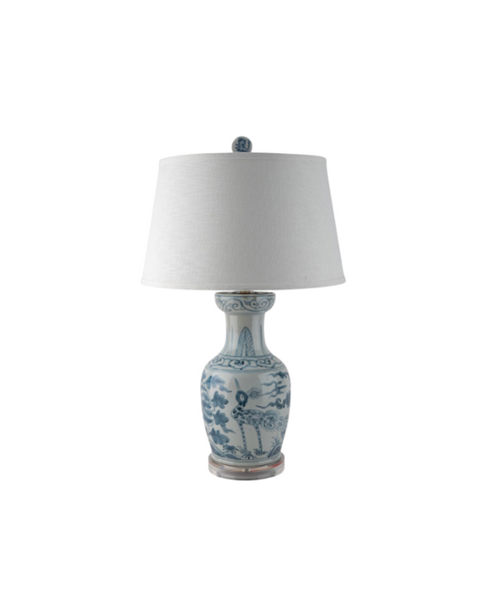Porcelain Antiqued Finish Blue Bird Lamp