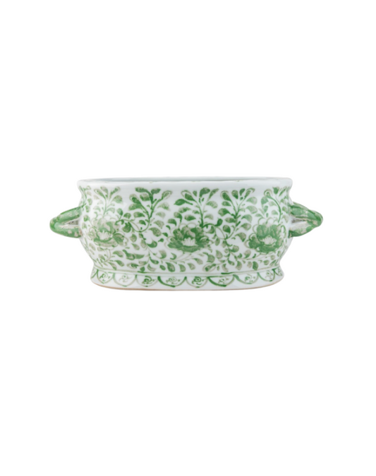 Green Peony Oval Planter
