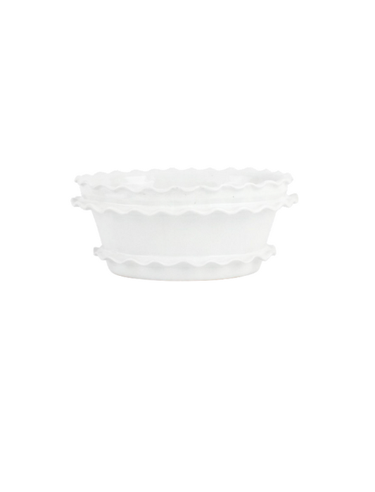 Vietri Rustic Garden White Ruffle Oval Planter