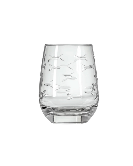 School of Fish 15 oz Stemless Wine Glass