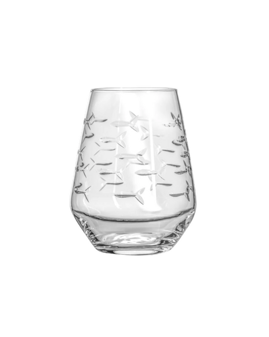 School of Fish 18 oz Stemless Wine Glass