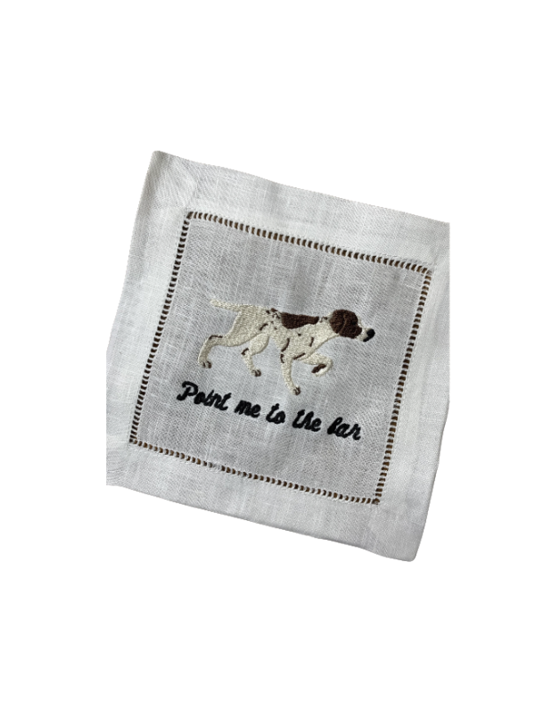 Point Me to the Bar Linen Cocktail Napkin