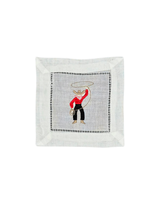 Cowboy Linen Cocktail Napkin