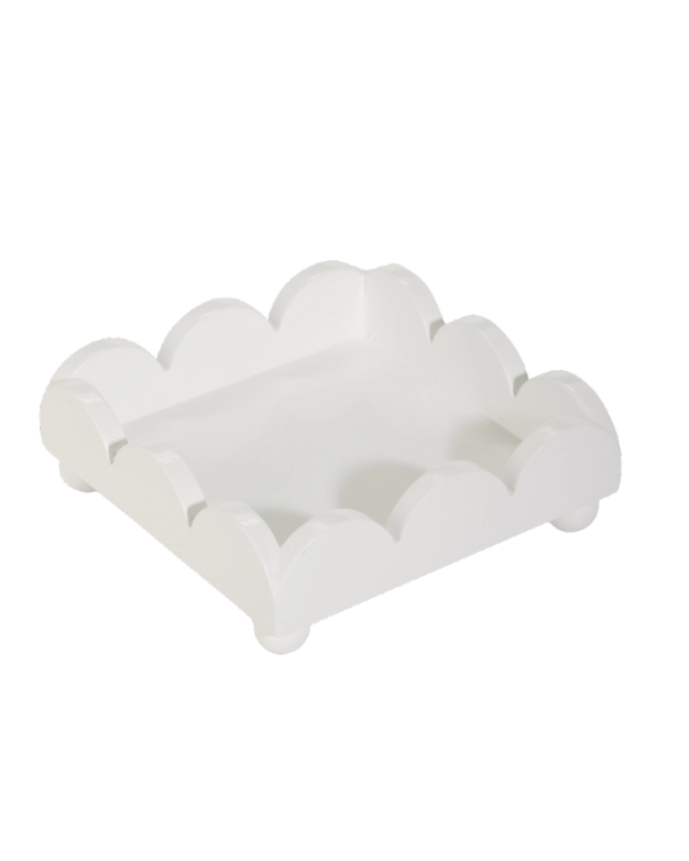 White Scalloped Napkin Holder