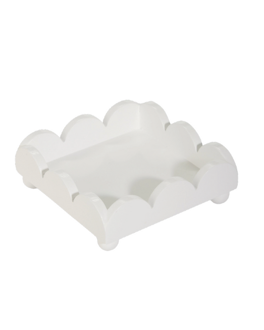 White Scalloped Napkin Holder