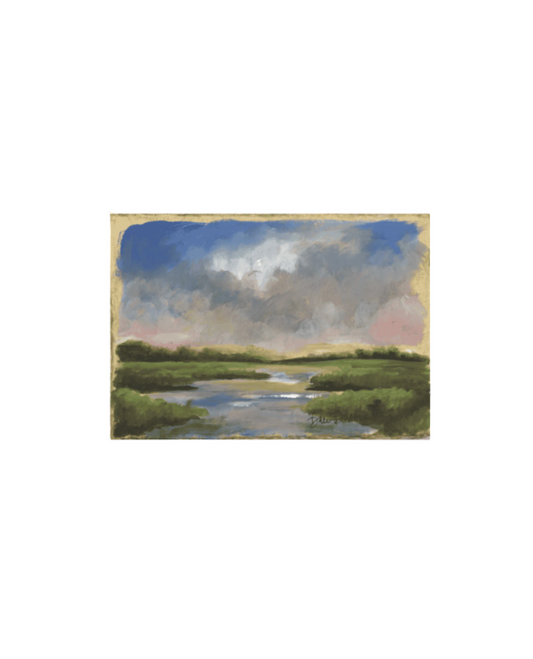 Marsh Landscape Framed Art + Easel