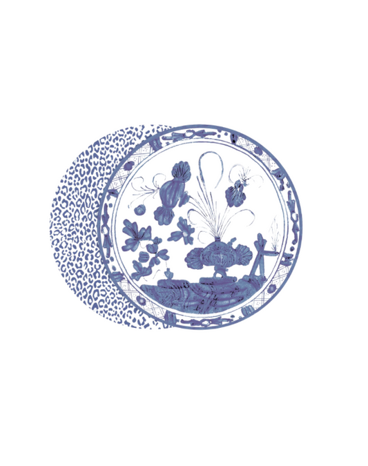 Beatriz Ball VIDA Faenza and Leopard Blue & White Reversible Placemats