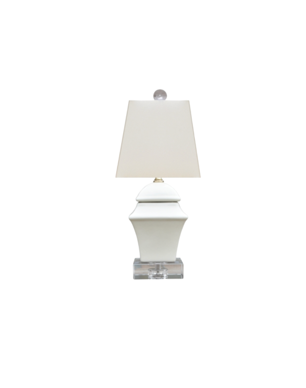 White Mini Square Table Lamp
