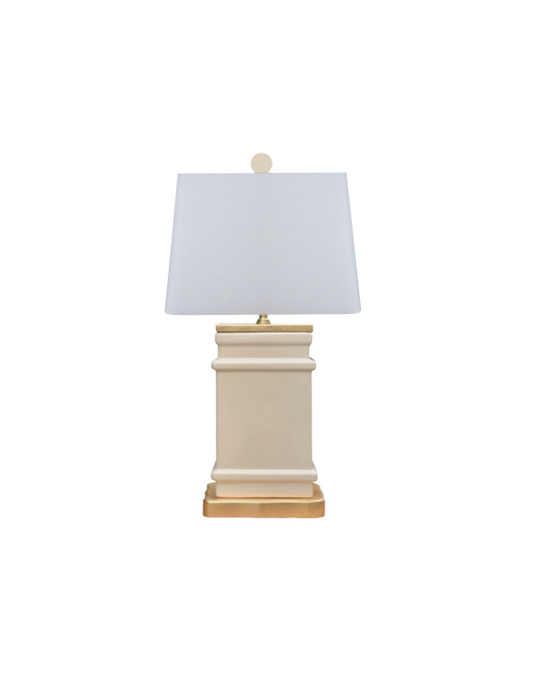 Cream Porcelain Lamp with Gold Accents
