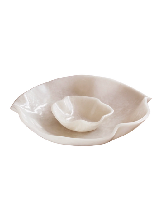 Beatriz Ball Resin Alabaster Bowl with Dip Bowl