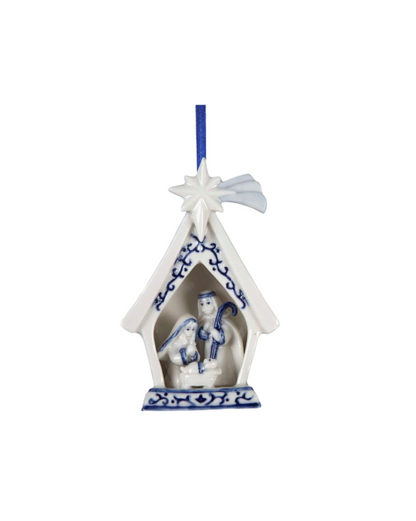 Porcelain Blue Holy Family Ornament