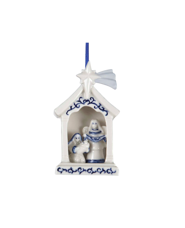 Porcelain Blue Holy Family Ornament