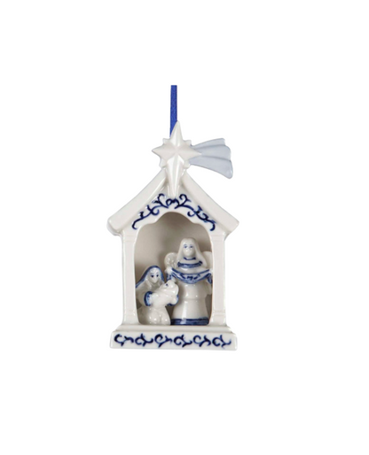 Porcelain Blue Holy Family Ornament