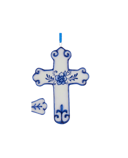 Porcelain Blue Cross Ornament
