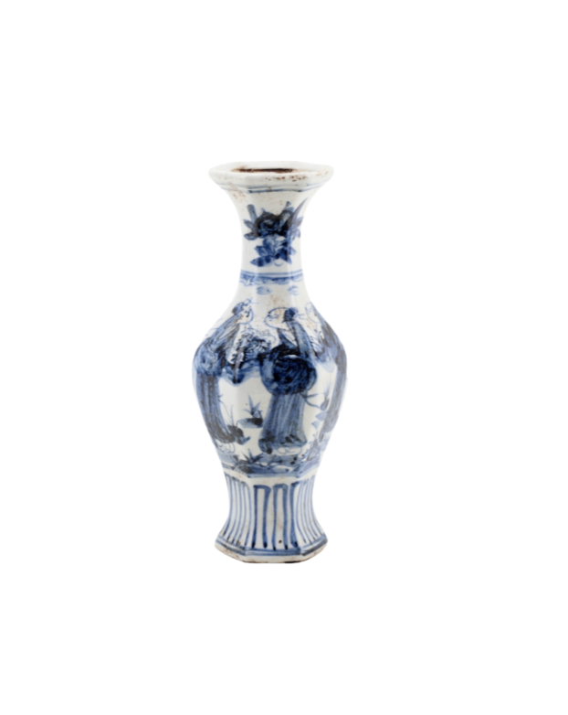 Blue & White Hexagonal Vase