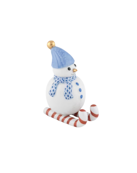 Herend Blue Skiing Snowman