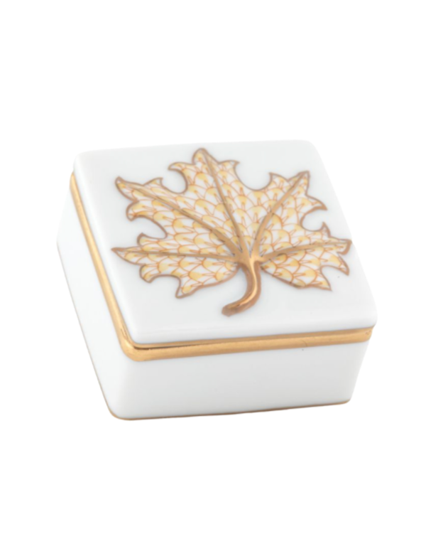 Herend Maple Leaf Box - Butterscotch