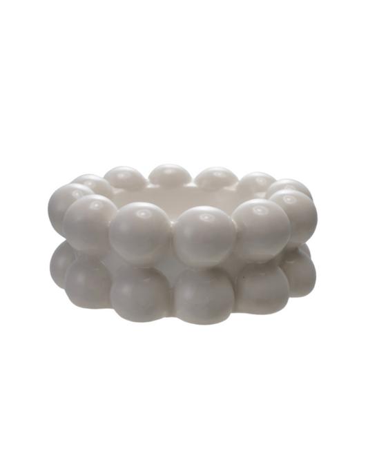 White Stoneware Bowl with Balls