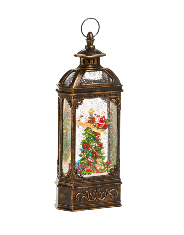 Flying Santa Around Tree Musical Lighted Water Lantern