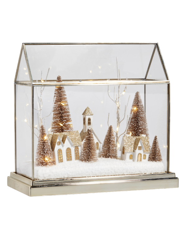 Lighted Snowy Village Terrarium