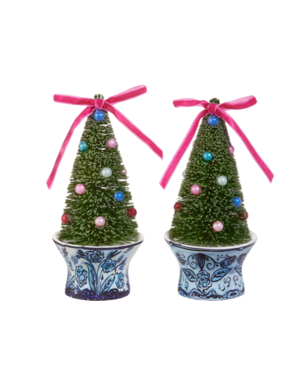 Bottle Brush Trees In Chinoiserie Pot Ornament