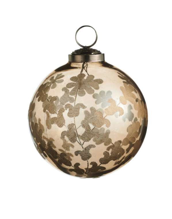 Etched Floral Pattern Ball Ornament
