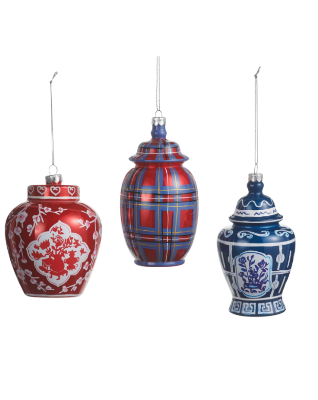 5" Dressed In Plaid Chinoiserie Ornament