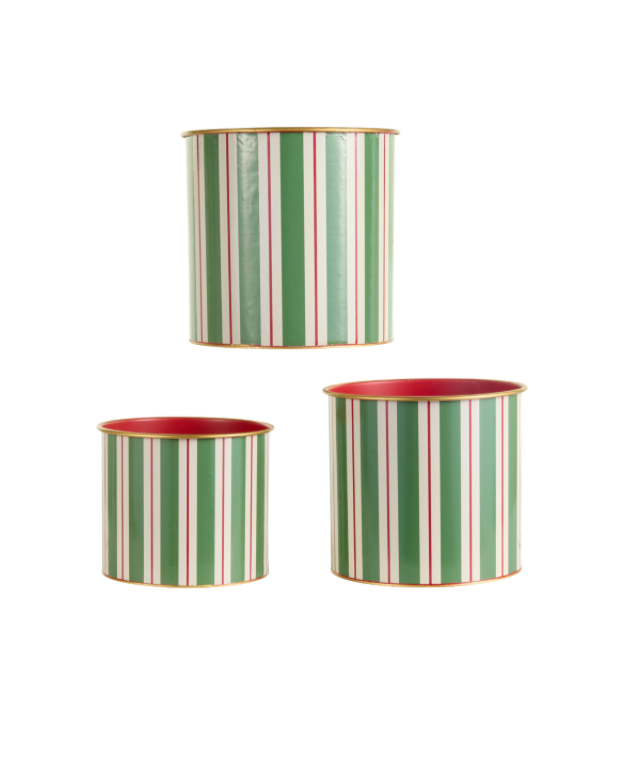 Yuletide Stripes Decorative Buckets