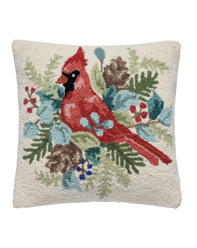 Holiday Cardinal Hook Pillow