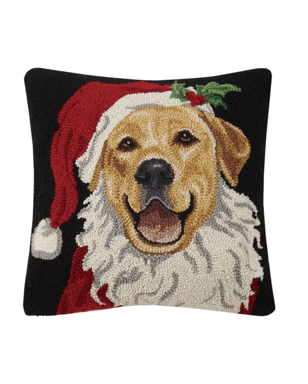 Holiday Santa Retriever Dog Hook Pillow