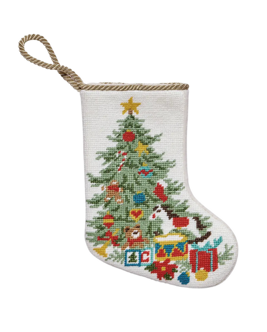 Christmas Tree Embroidered Mini Stocking
