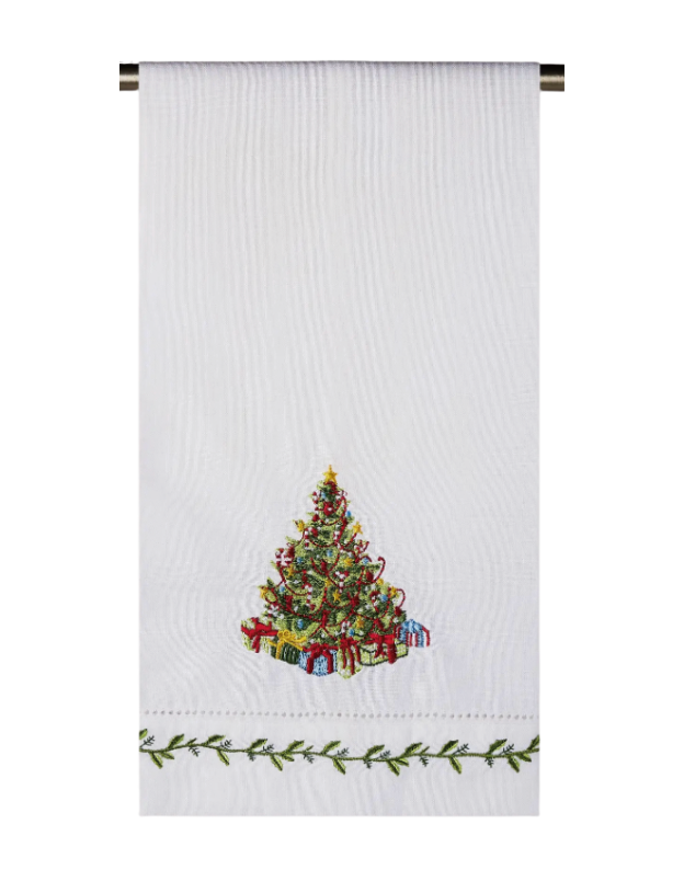 Tree with Presents Embroidered Guest Towel