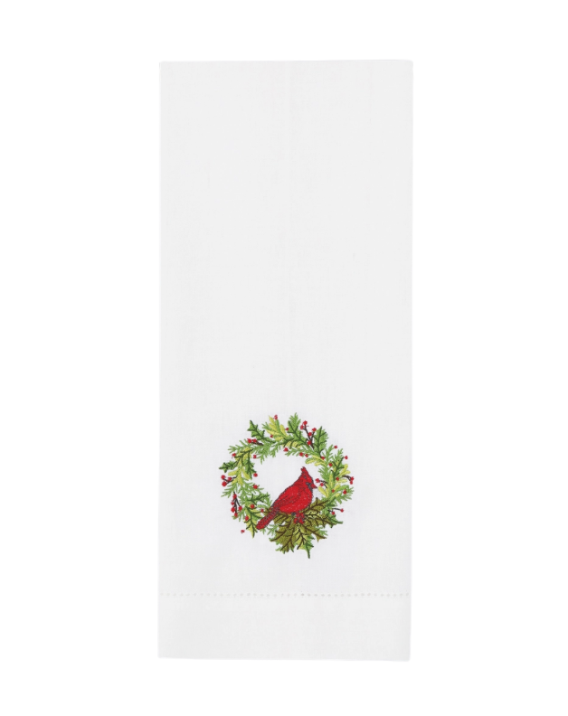 Cardinal Joy Embroidered Guest Towel