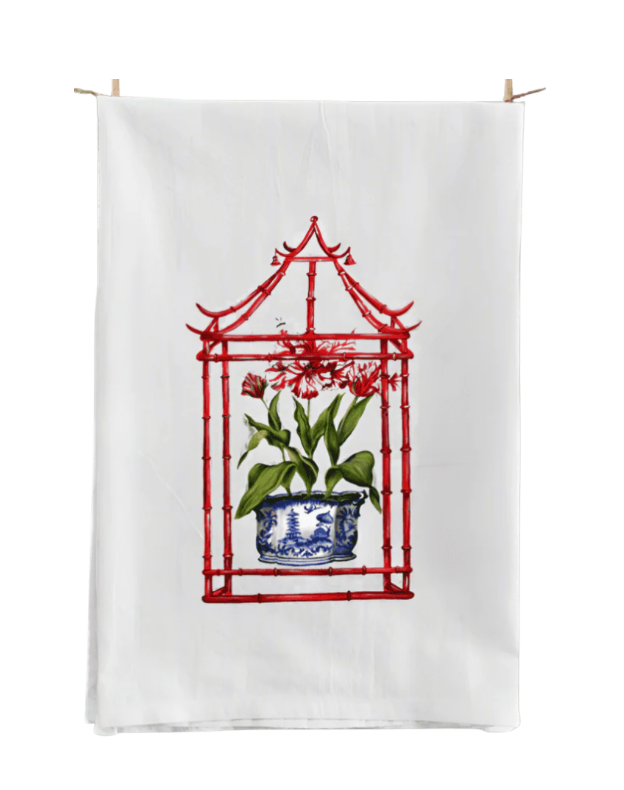 Tulips in Pagoda Tea Towel