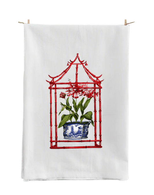 Tulips in Pagoda Tea Towel