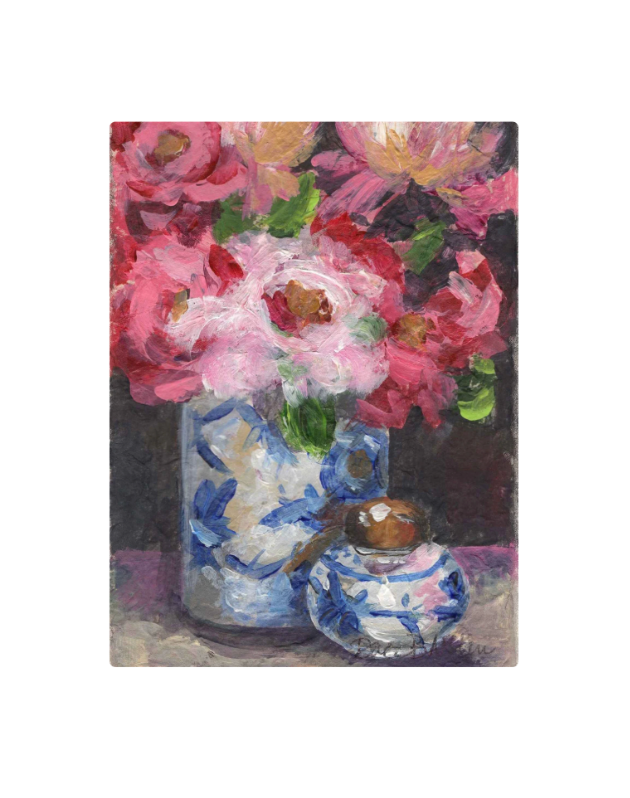 Pink Peonies in Vases Tabletop Art