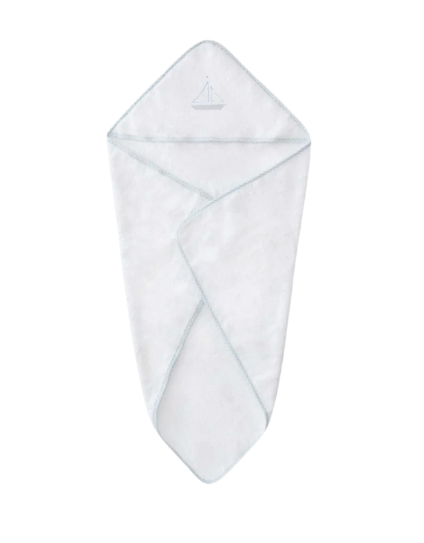 Weezie Baby Hooded Towel - Blue Boat Icon