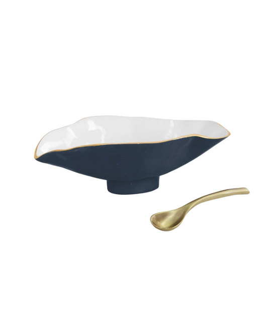 Beatriz Ball Encanto Claire Small Oval Bowl with Spoon - Midnight & Gold