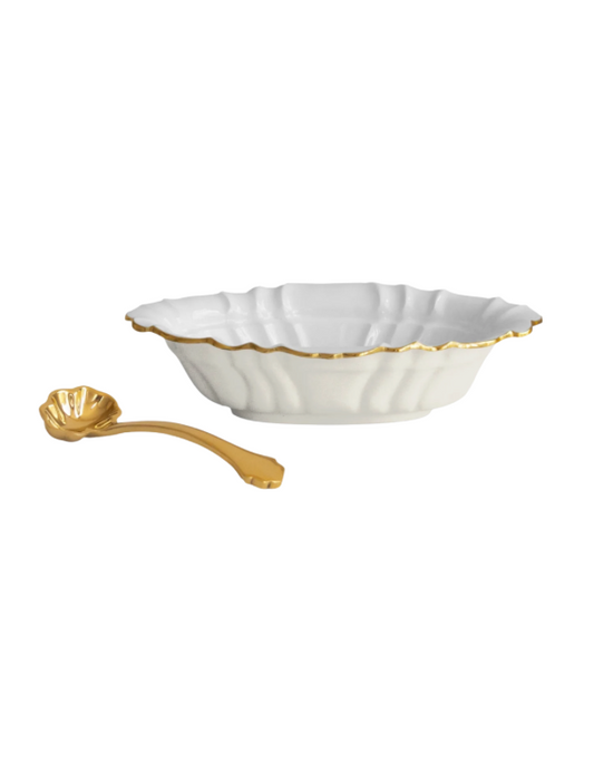 Beatriz Ball Encanto Tuscany Small Oval Bowl with Spoon (Cream and White)