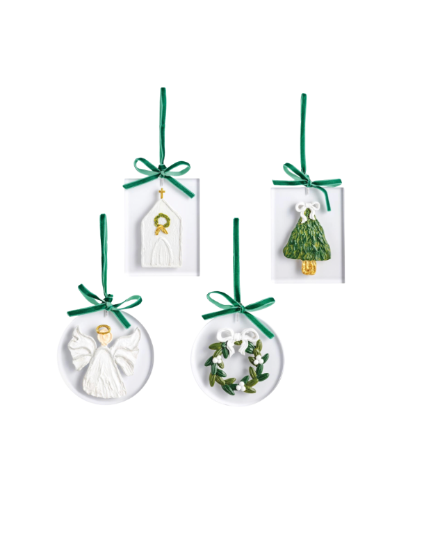 White Christmas Painted Acrylic Ornaments