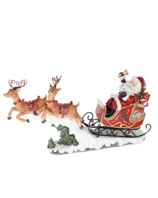 Santa Sled with Reindeer Figurine