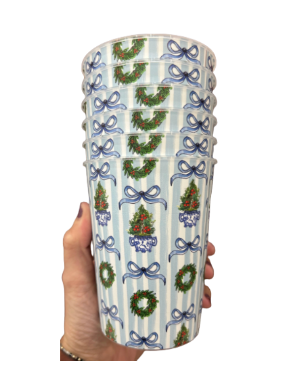 Blue Christmas Reusable Cups