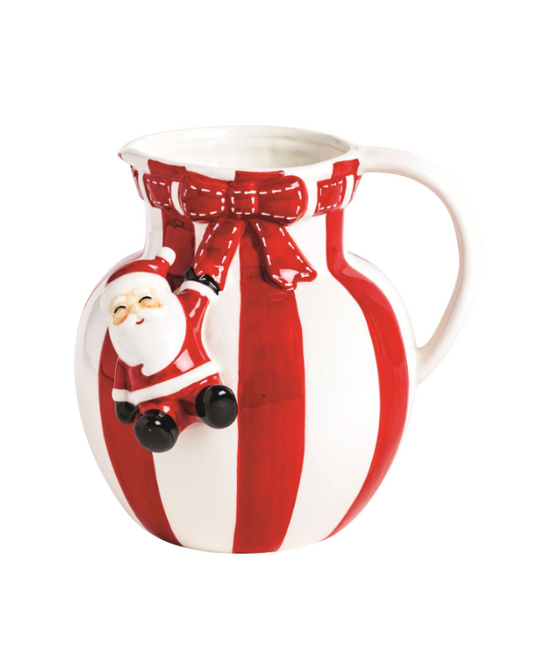 Santa Bow Stripe Pitcher
