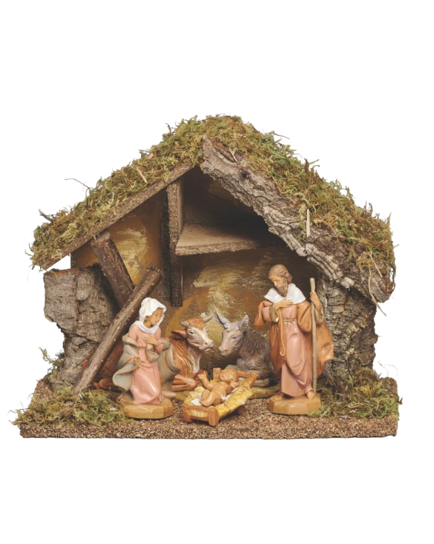 Fontanini 5-PC Nativity Set with Sectioned Italian Stable – 5" Scale
