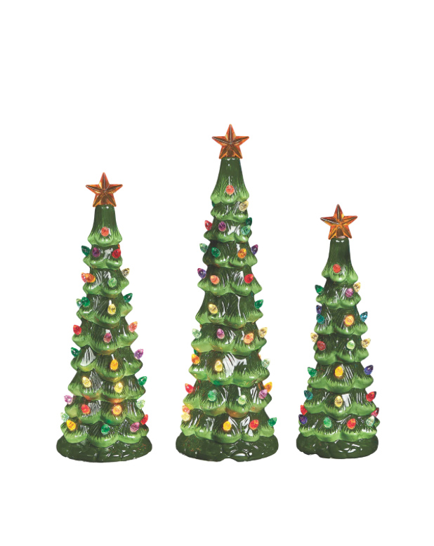 Vintage Lighted Porcelain Christmas Tree Set